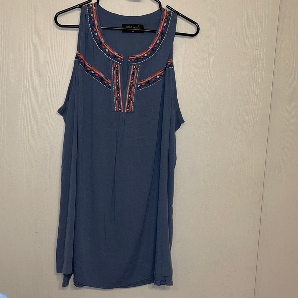#52 Whispers NY Blue Sleeveless Top 1X, NWOT